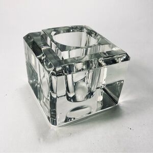 Antique Vintage Calligraphy Inkwell Glass Cube